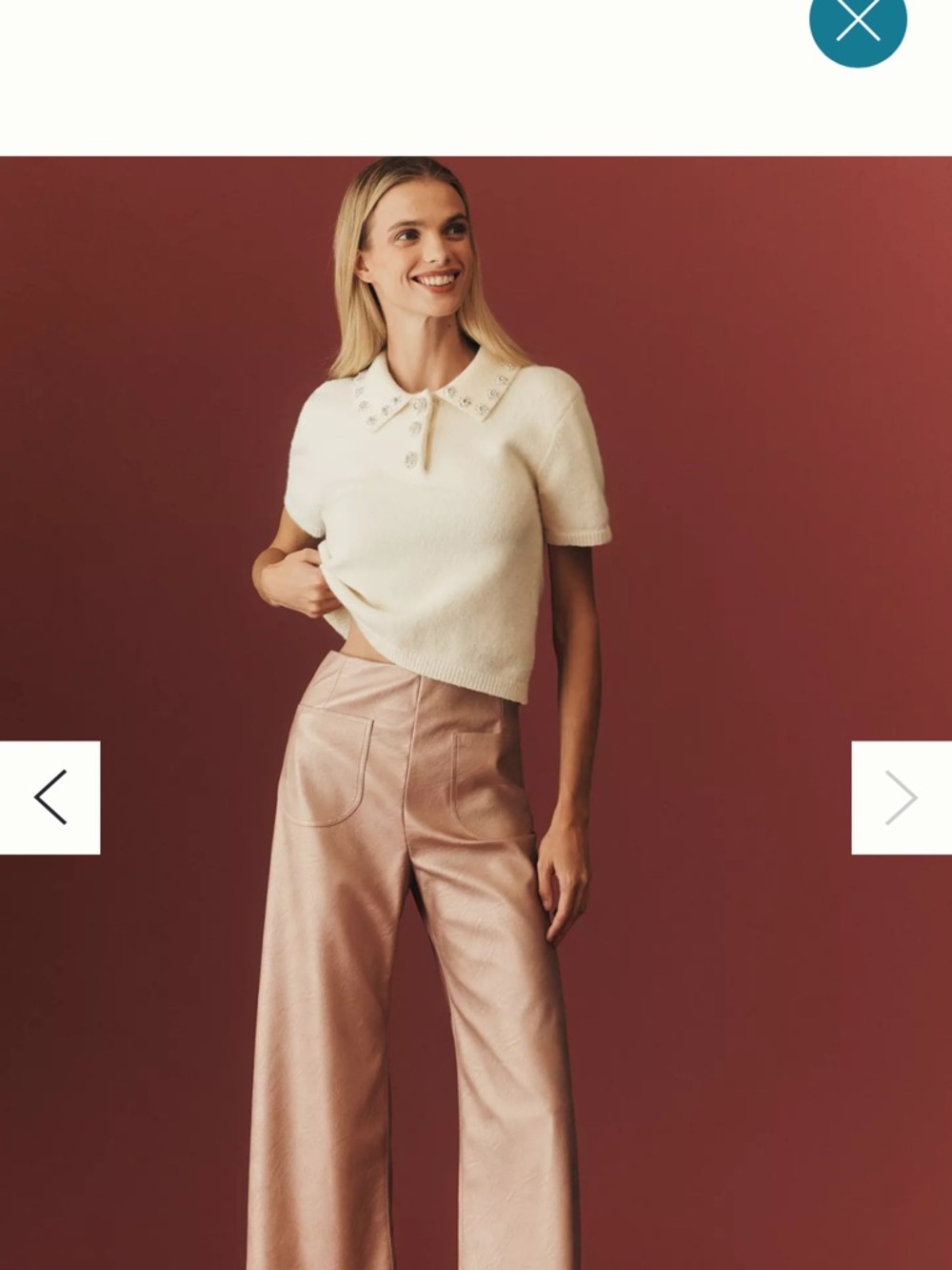 Colette Crop Metallic Faux Leather Ruffle-Hem Pants by Maeve